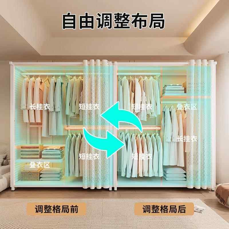 衣帽家用落架地卧室615挂衣架防尘金属架置物衣架子组服装洞洞板