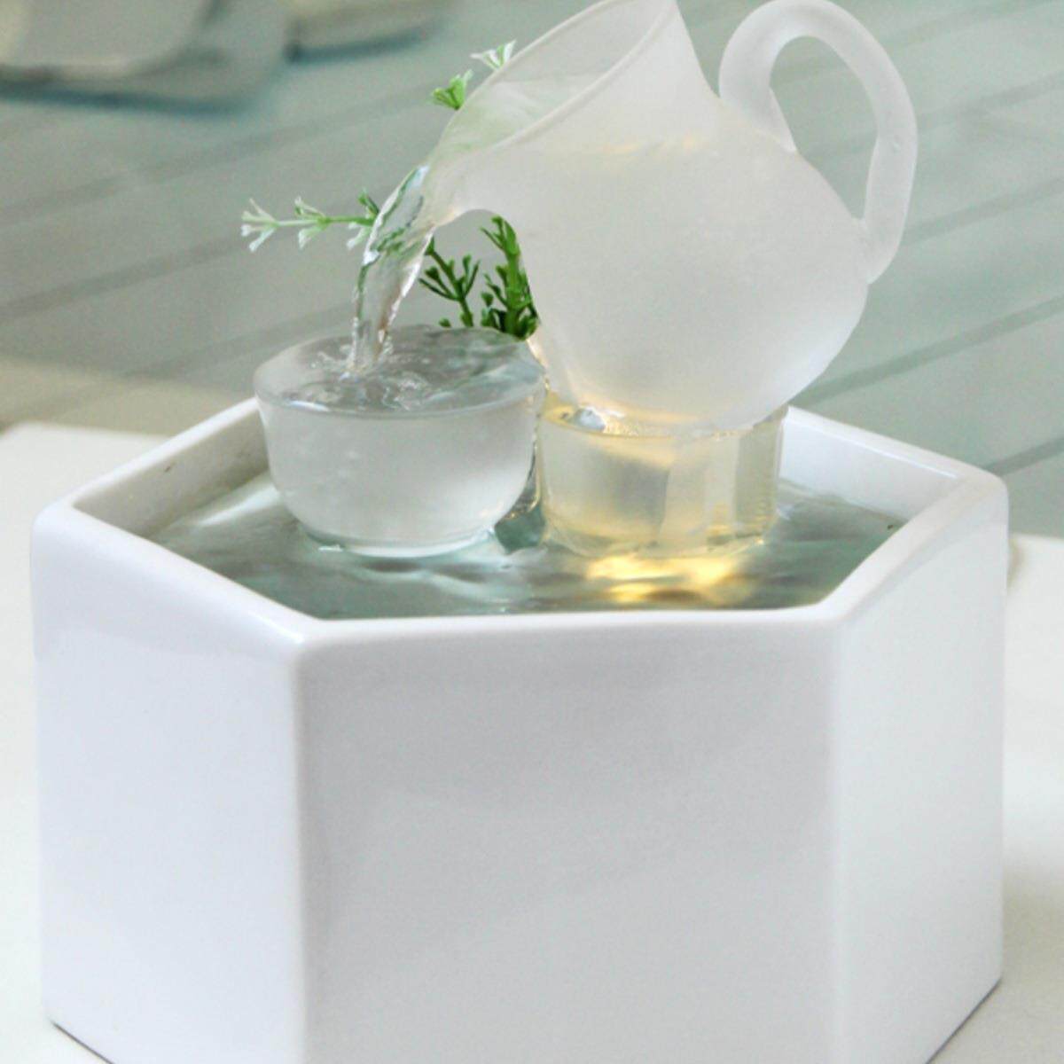 现代轻奢流水喷泉开业生财玄关创意办公室装饰桌面循环水摆件女士