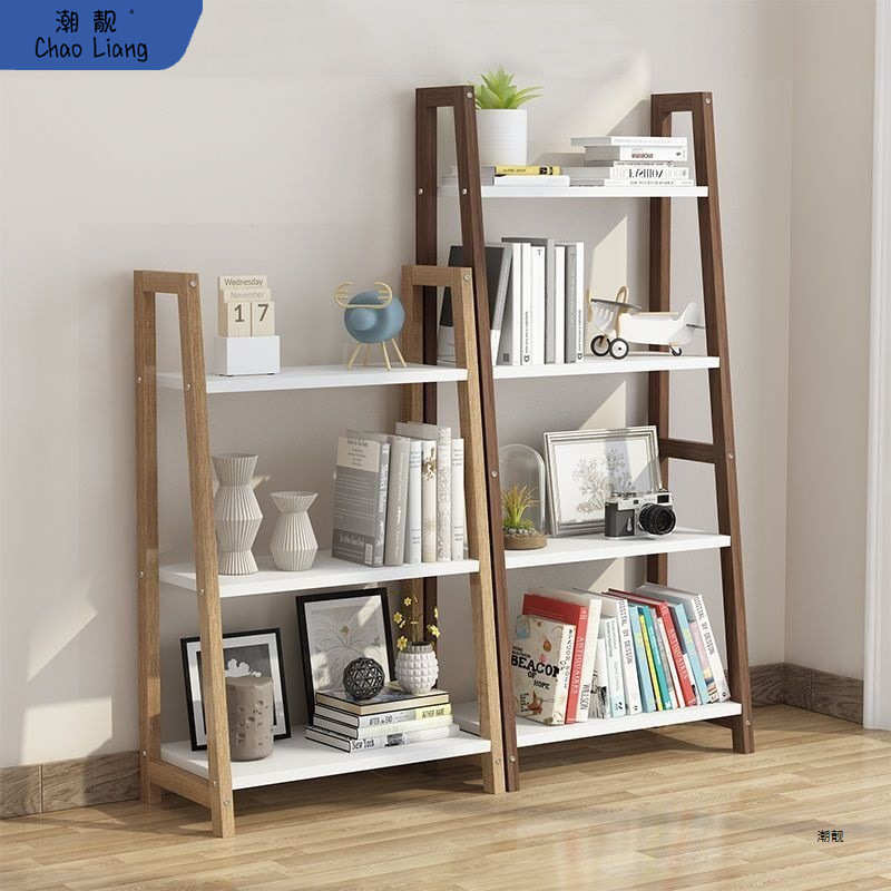 梯形实木落地多层学生书架省空间客厅书房卧室简易置物储物架包邮