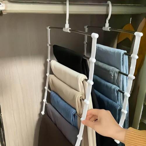 多功能裤架不锈钢裤挂裤夹多层挂裤子架无痕收纳云梯挂裤折叠裤架