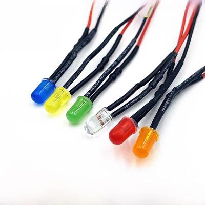 3V6V12V24V220V带线F5信号指示灯5mm灯头Led发光二极管线长20cm