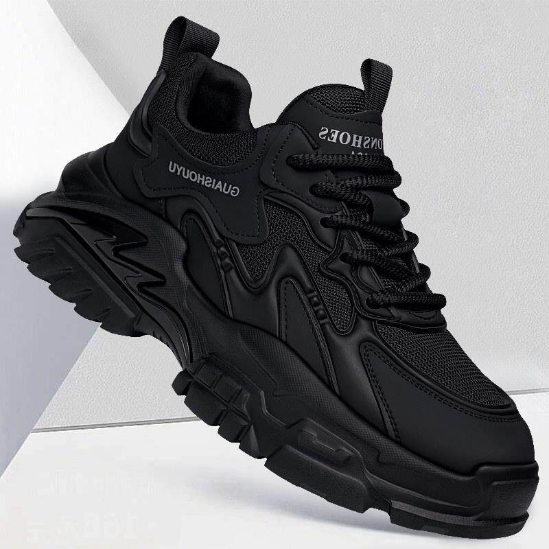 男鞋2025年新款透气潮流休闲 跑步运动鞋子男士厚底百搭增高老爹