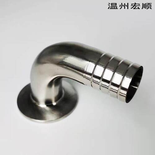 304不锈钢卫生级90度弯头皮管接头快装卡盘宝塔头防滑格林水嘴
