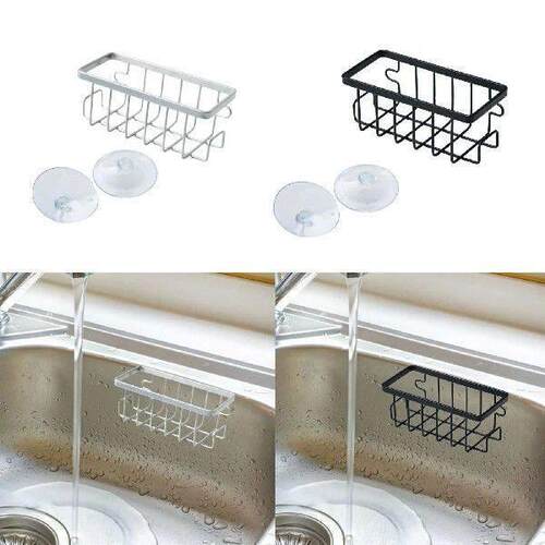 Sink Sponge Holder Drain Rack with Suction Cup for Rags