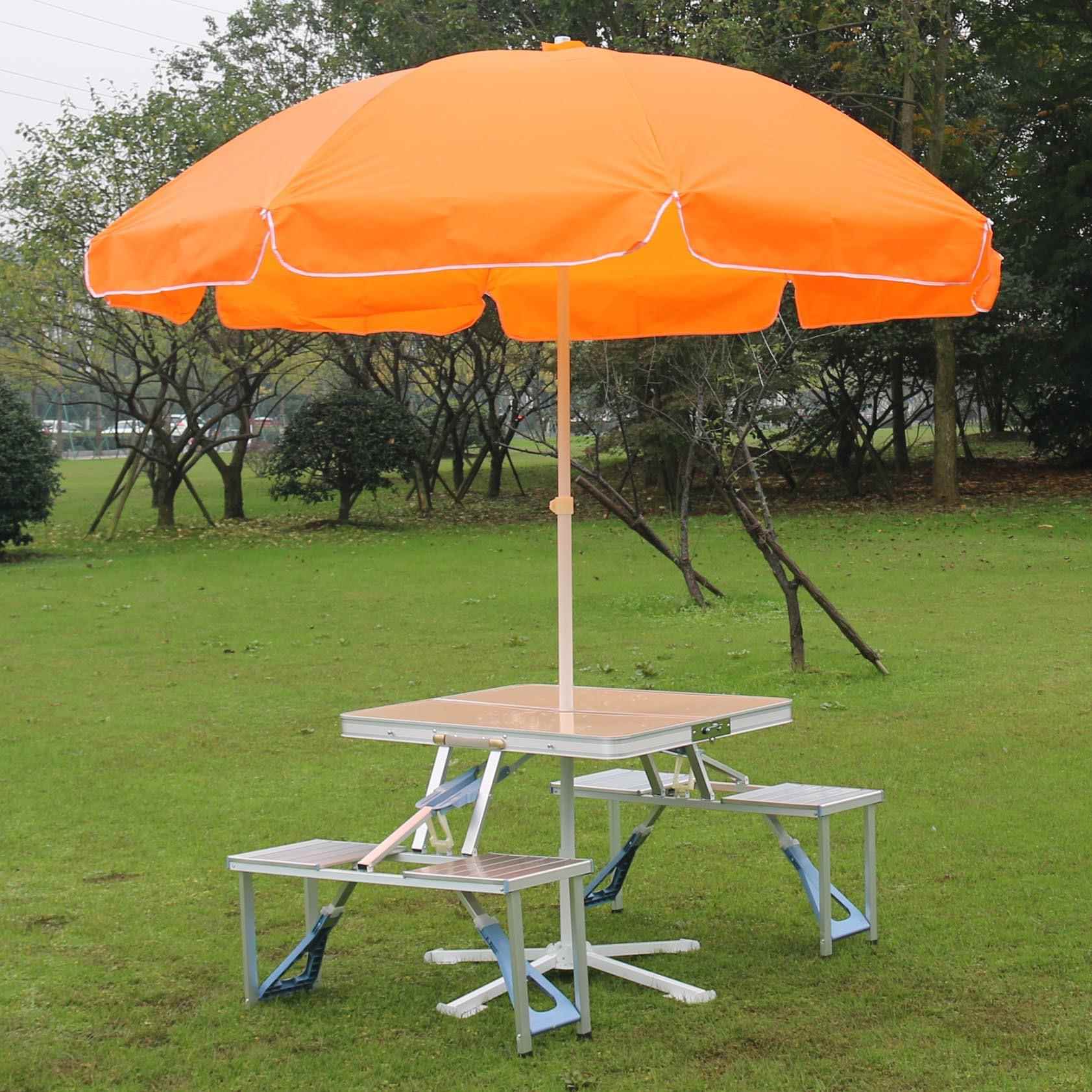 户外折叠桌便携式烧铝合金桌连体椅套装野餐烤摆摊桌桌椅9918展业