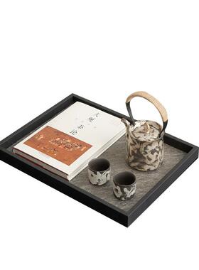 新中式展厅茶几茶具水墨风茶壶托盘工艺品组合软装酒店样板间摆件