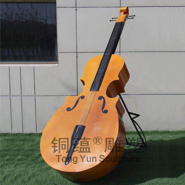 不锈钢大提琴雕塑室外公园装饰不锈钢玻璃钢小提琴雕塑摆件