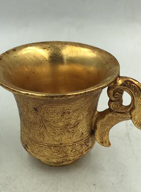 古玩杂项仿古仿铜 天鹿杯酒杯摆件居家装饰小摆件乡下收老物件