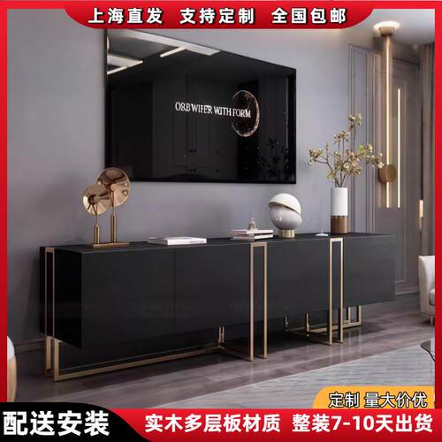 意式极简烤漆餐边柜实木玄关柜多功能装饰柜设计师样板房储物柜