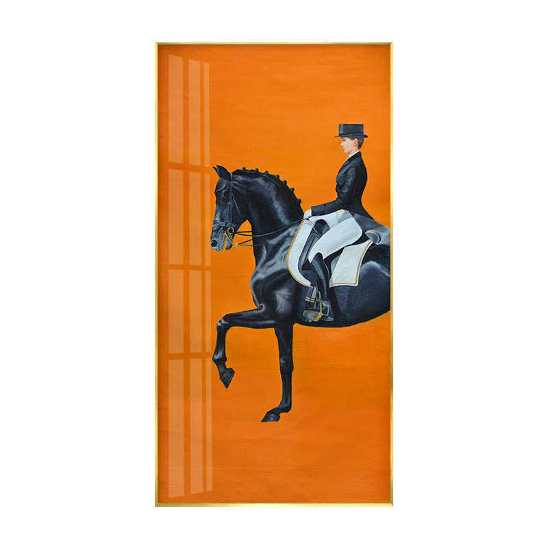 玄关大尺寸装饰画人物马北欧挂画后现代轻奢简约酒店客厅餐厅壁画图片