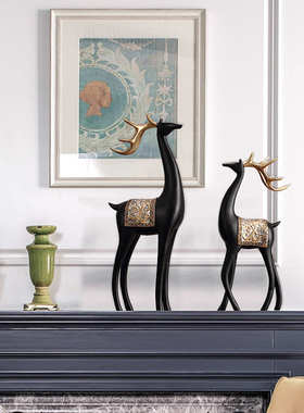 高端北欧风格麋鹿客厅玄关电视柜酒柜摆件树脂m手工艺品家居装饰