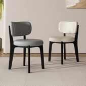 实木餐厅简约现代网红餐椅家用轻奢极简椅子奶油风意式 黑白餐桌椅