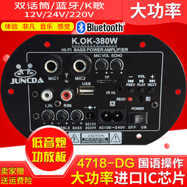 双话筒大功率蓝牙功放板12V24V220V低音炮功放板音箱主板车载通用