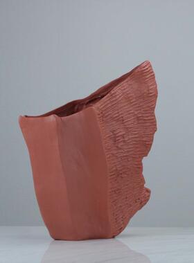 代简约砖色几何花板器样房售楼树处客厅脂花器米JYT兰时尚软装饰