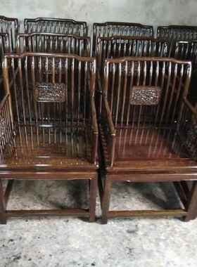 笔椅单人实椅酸枝木圈围椅靠背椅休闲杆椅木南40556美酸枝木太师