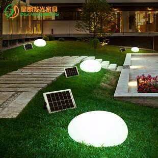 led户外花园庭院石头灯太阳能景观草地装饰卵石灯室外草坪景观灯