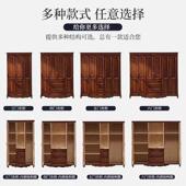 美实木衣柜乡村复古993 实木轻奢主一卧室门四门五门木三质柜子送