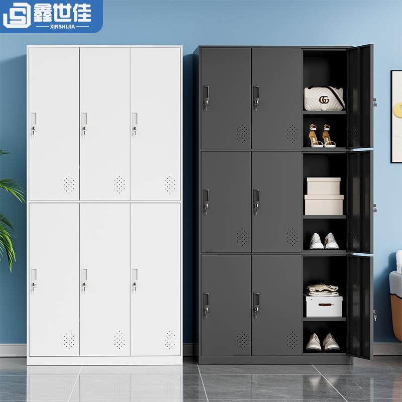 窄边黑色更衣柜铁皮柜美发店寄存柜换衣柜办公室员工柜储物柜带锁