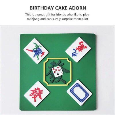 3 Pcs Cake Decoration Mahjong Ornaments Modeling Baking