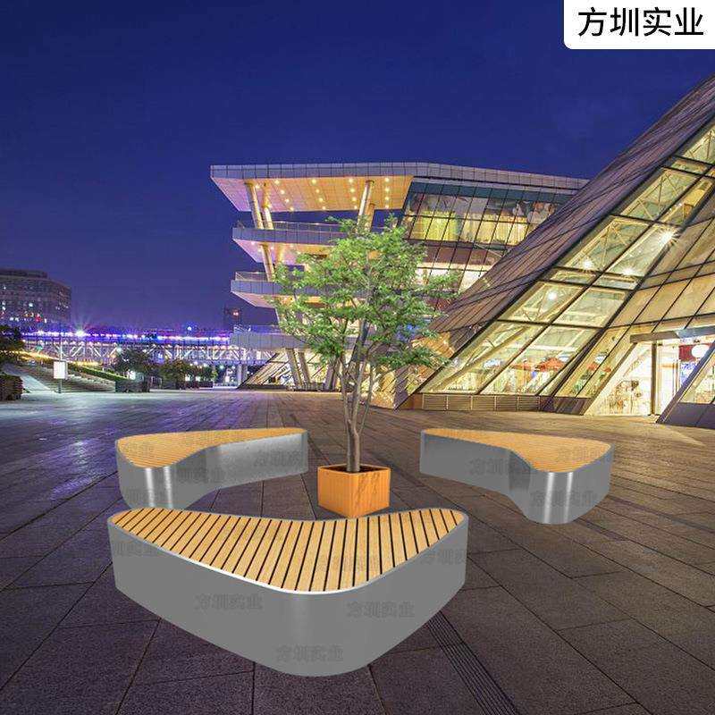 厂家直销商场户外创意玻璃钢休闲椅花盆组合公园广场景观树池座椅