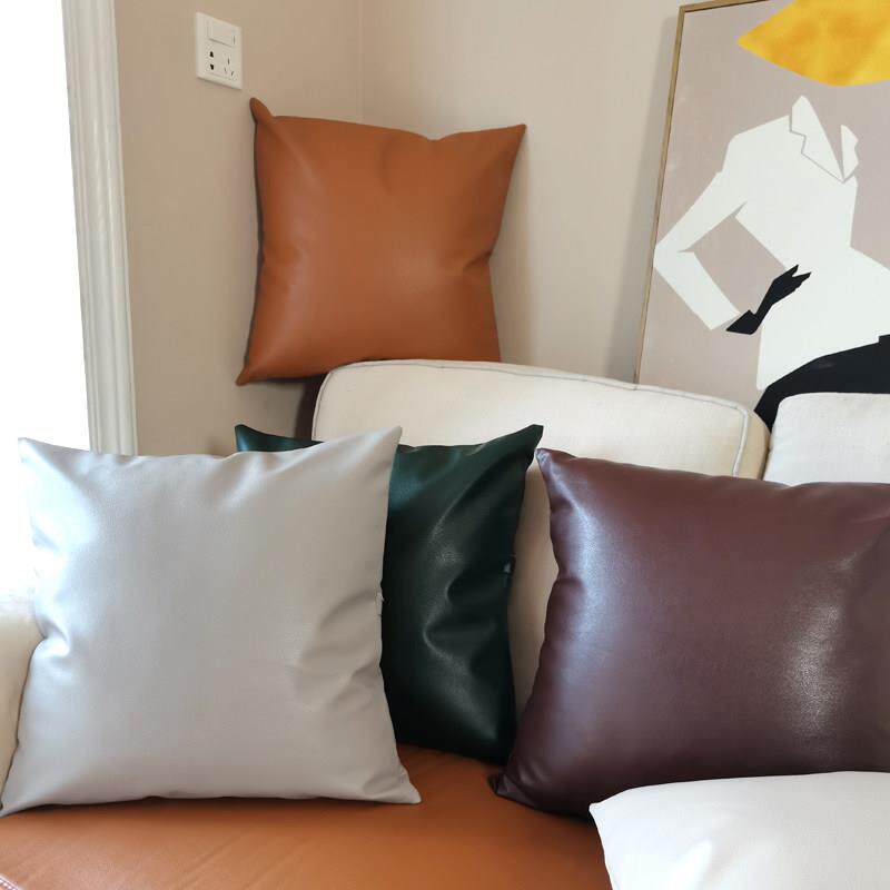 ins 轻奢覆古PU皮革抱枕套客厅沙发午睡腰靠枕床头皮质靠垫可定制