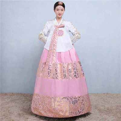 正品国2025韩传统女士宫廷庆出烫金韩服婚朝鲜民族服装舞蹈台表演