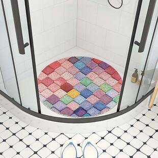 瓷砖夏季浴防滑地垫浴室浴室淋浴房圆形塑料加厚钢丝圈脚垫透水