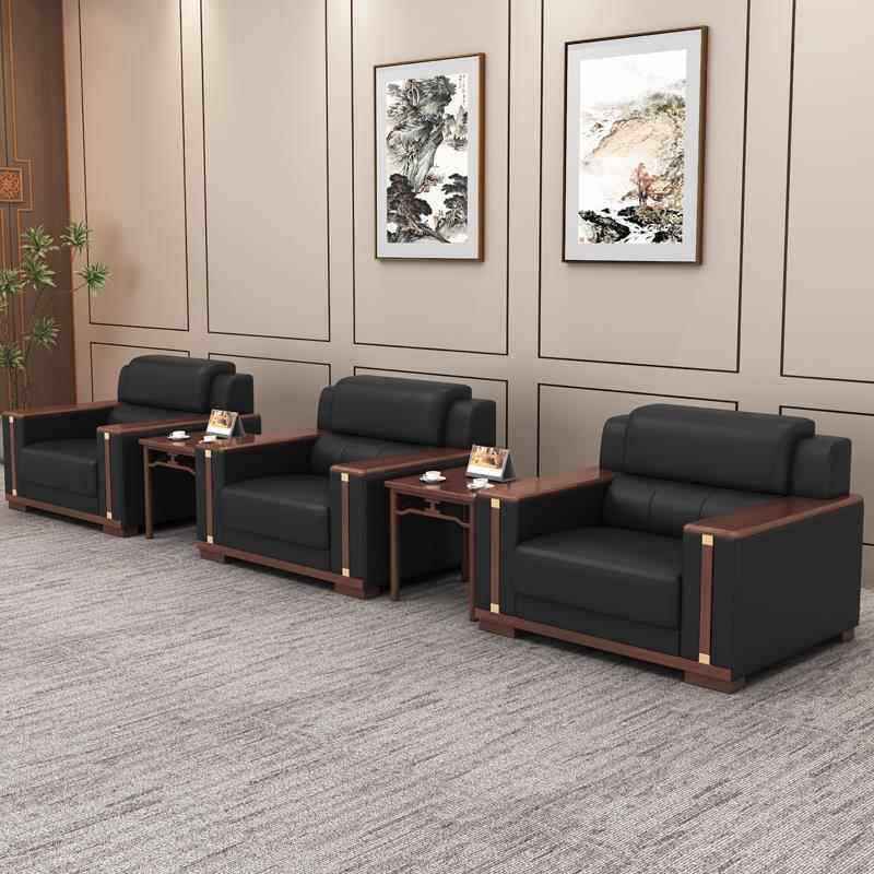 接待办公沙发会议厅沙发商务会客室茶桌椅洽谈区简约单人茶几组合