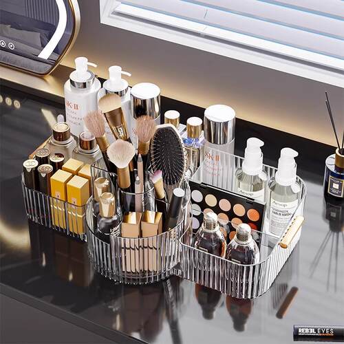 Luxury Desktop Cosmetic Organizer, Rotating Compartment Make