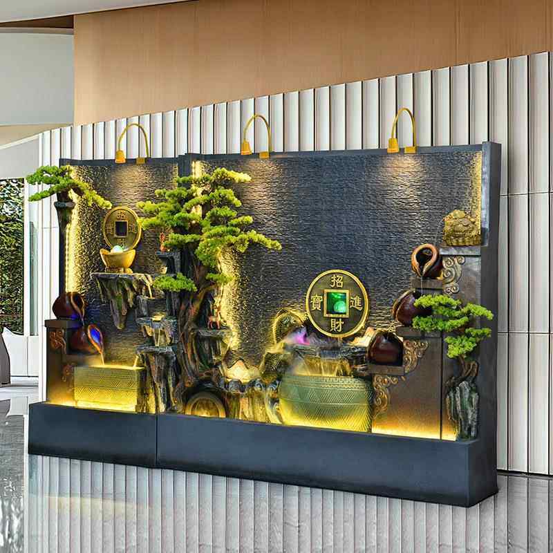 大假山流水墙屏风环造水景客厅公司酒店庭院招型财流PDL水景循观