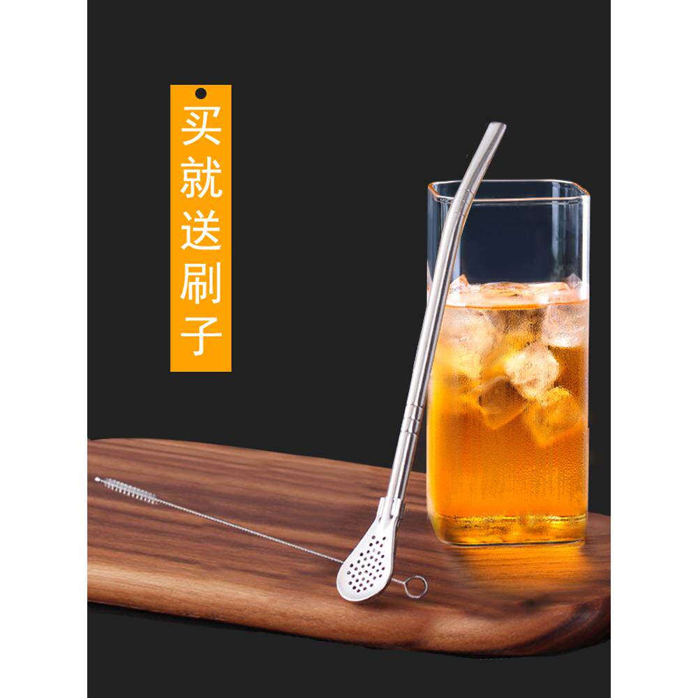 日式合一子过滤吸管带二小勺一体两用日本产可以当吸子管的勺创意