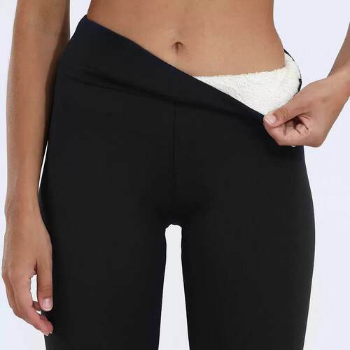 Pants Womens Casual Fleece Winter Daily High Waist Tight-Fit