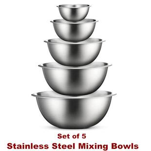 Metal Mixing Bowls Nesting Cooking Baking Prepping Kitchen