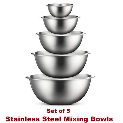 Metal Mixing Bowls Nesting Cooking Baking Prepping Kitchen