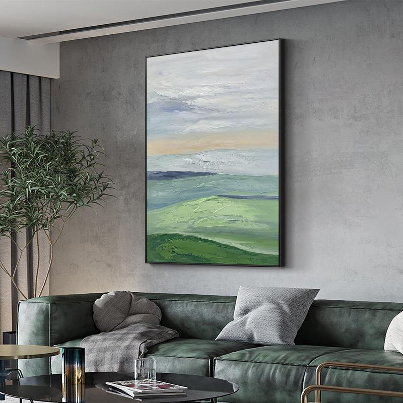 纯手绘油画SQ5322象新玄关挂画小厚清风景壁画极简肌抽理装饰画餐