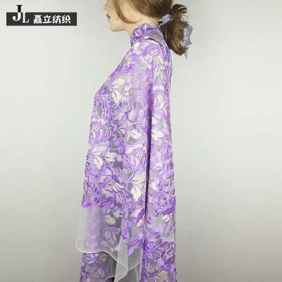 彩色丝网水溶满刺绣精品布料花边幅宽网纱纱服装涤纶花朵新款面料