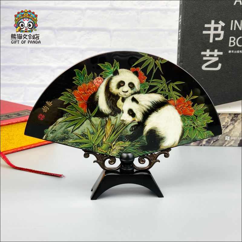 中国风熊猫漆器摆件特色复古四川成都文创纪念品工艺品商务礼物