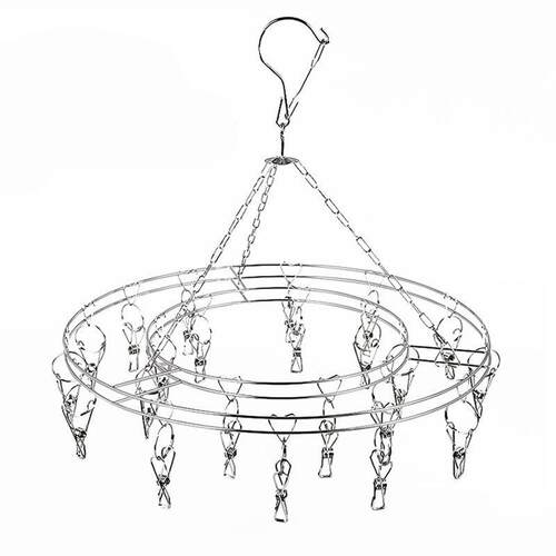Stainless Steel Clothes Drying Rack with Multiple Clips for