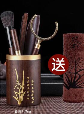 道六君子实木君子茶夹茶茶具配件黑檀木茶6具六君子套茶装泡F96M5