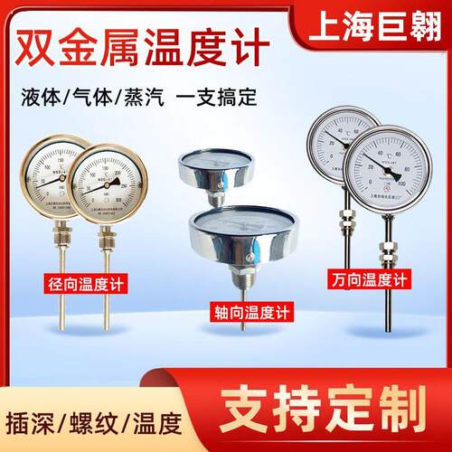 WSS-401双金属温度计0~350℃烤炉温度表工业级径向型温湿度计