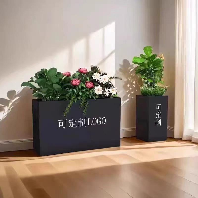 户外不锈钢花箱铁艺花盆金属花坛售楼部室外花槽CE认证户外商用