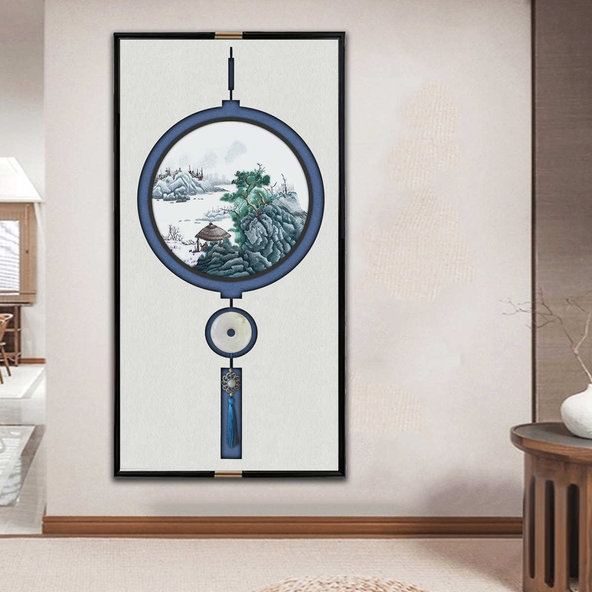 中式店铺酒店高档玄关背景画过道装饰画刺绣苏绣壁饰福字挂画带框图片