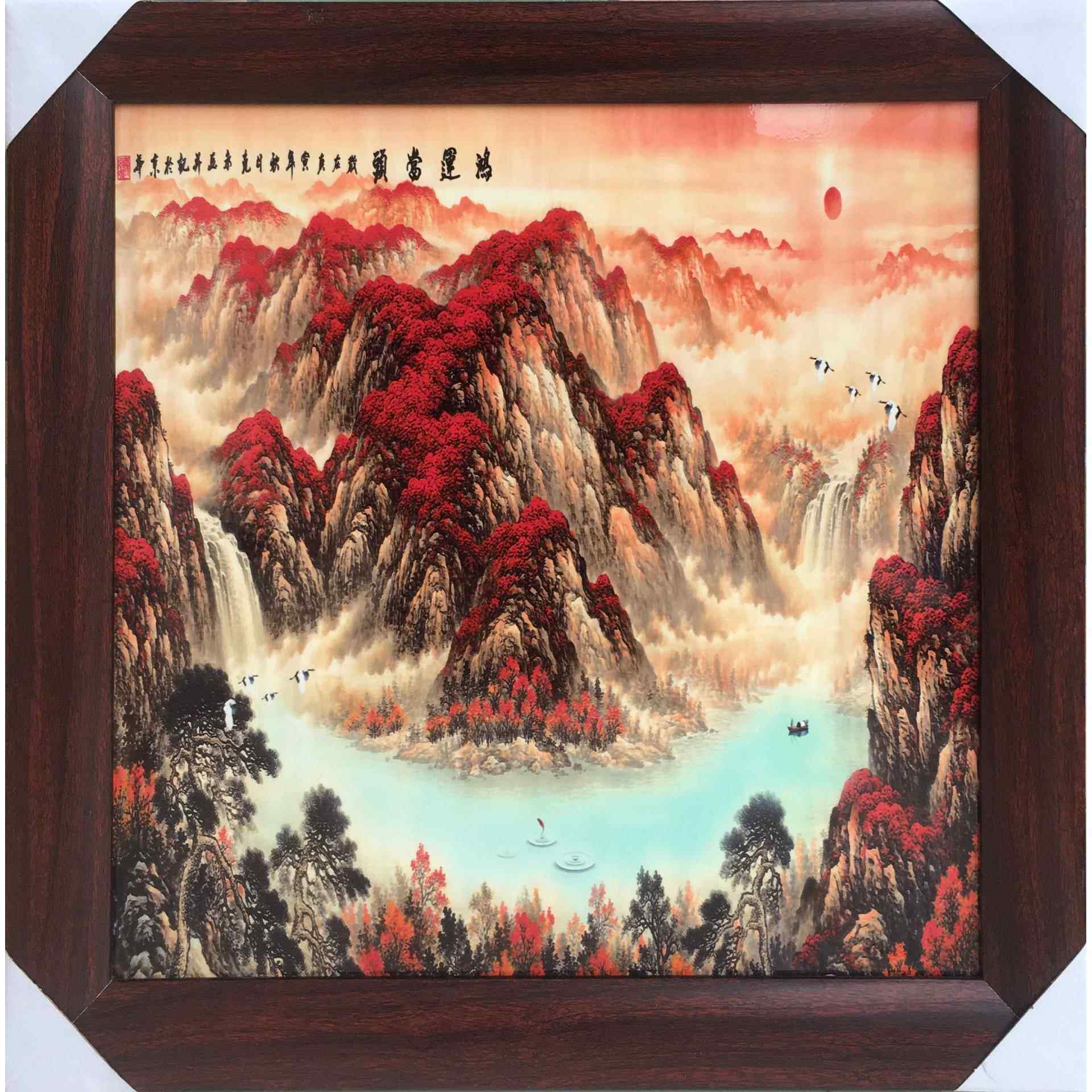 景德镇瓷板画陶瓷山水花鸟人物 陶瓷壁画挂画装饰客厅办公室摆件