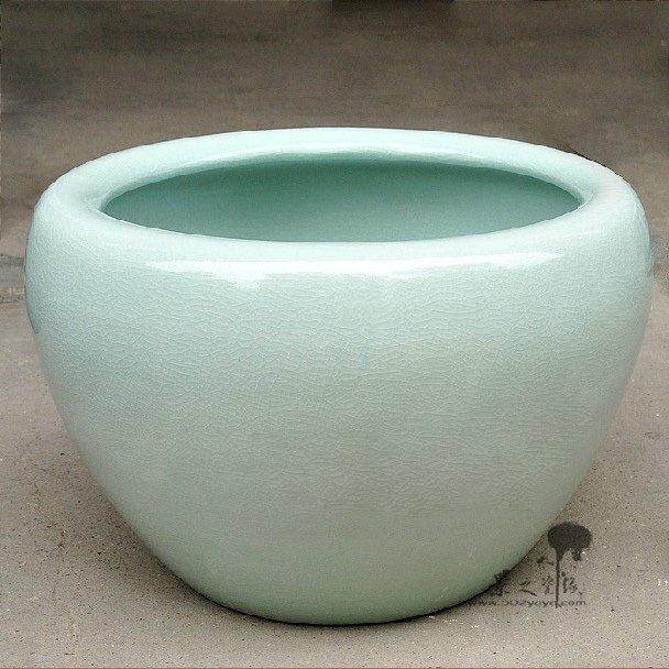 景德镇陶瓷金鱼缸睡莲裂釉纯白风水鱼缸锦鲤户聚宝盆莲花大型养鱼