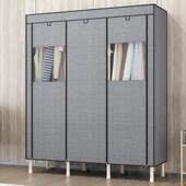 布衣柜钢管加粗加固组装 双人简易钢架布艺收纳衣柜经济型衣橱现代