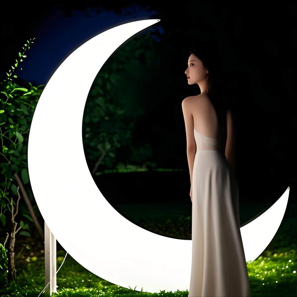 2米七彩发光太阳能充电月亮灯户外灯光庭院装饰美陈活动展览装饰