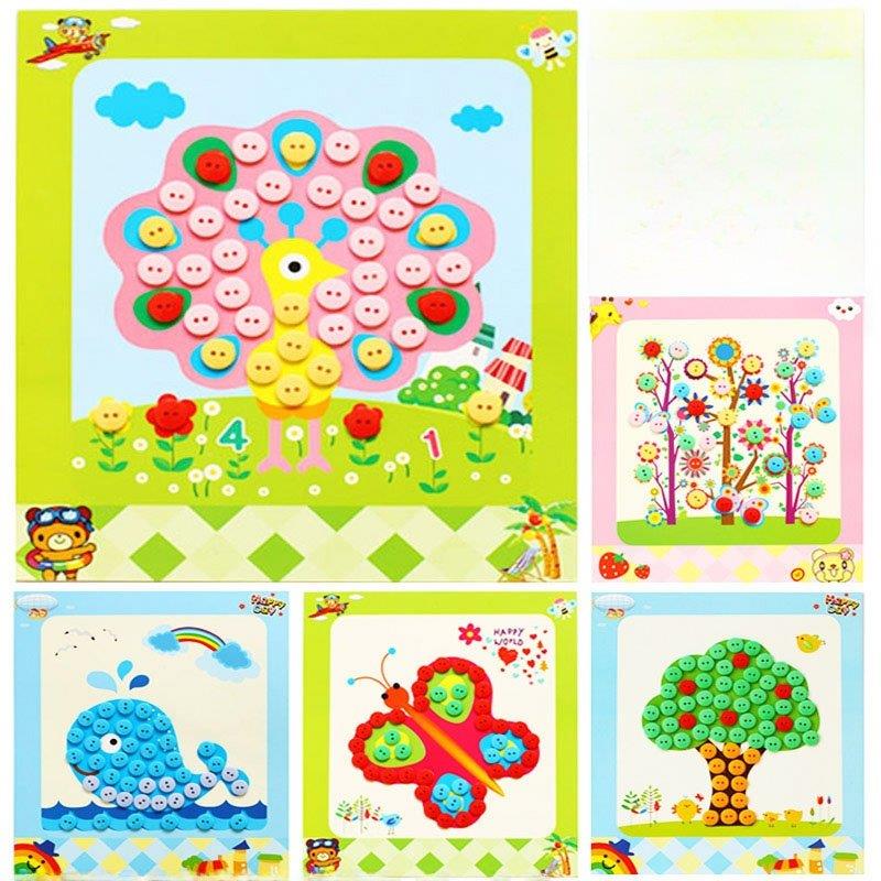 儿童diy纽扣贴画春天手工制作粘贴材料包幼儿园钻石扣子画礼物