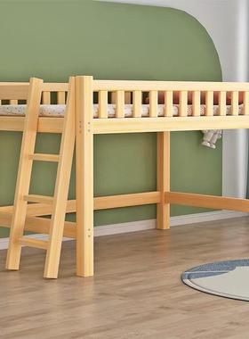 儿童家用下空高低床小户型床单人可床木实男孩RHB女孩半高床拆装