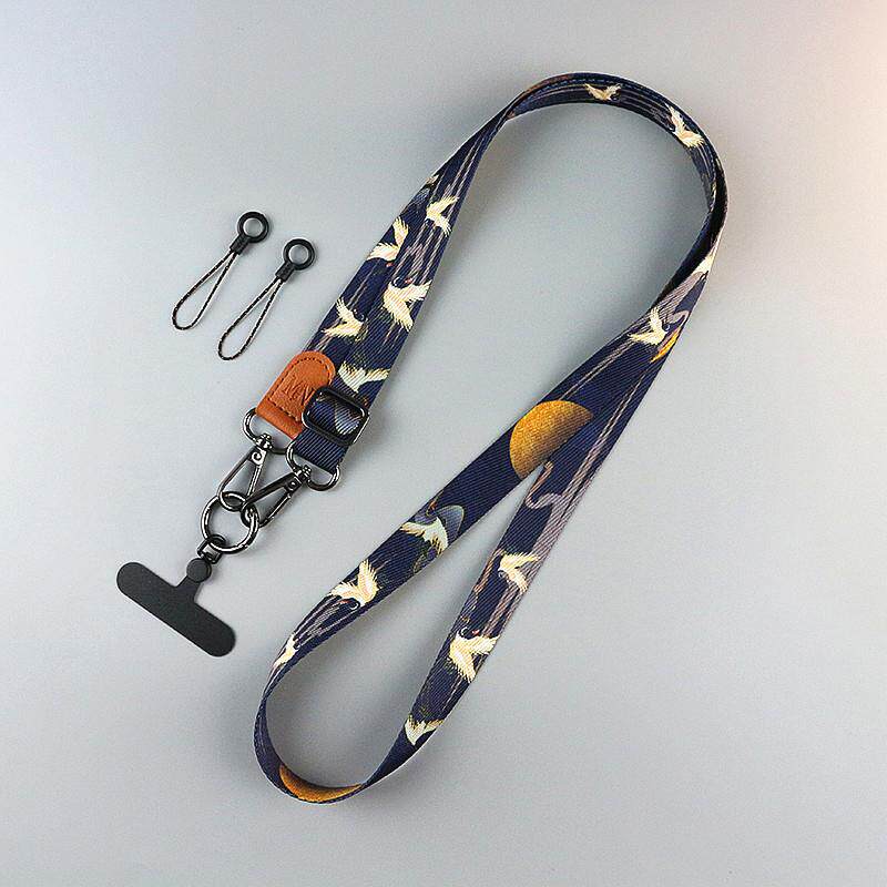 日系斜挎背带手机挂绳垫片女款手机绳高级帆布纹手机链挂脖男斜跨