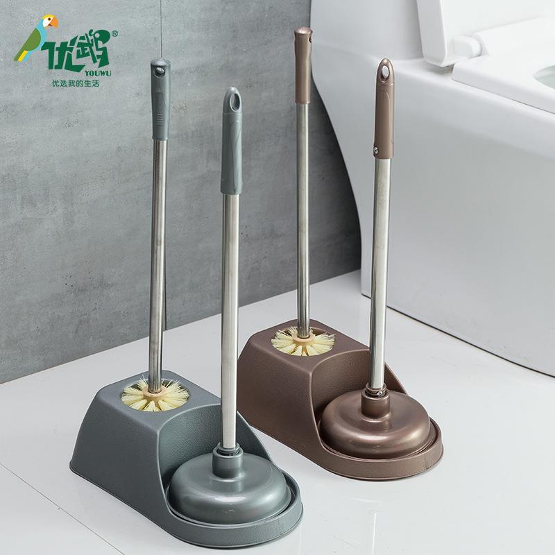 家用卫生间带底座马桶刷套装长柄刷子吸通套装通厕所无死角清洁刷